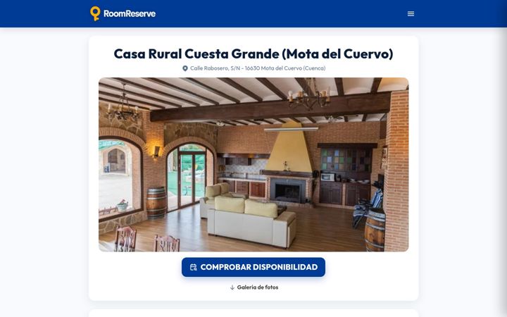 Ekraanipilt saidist casaruralcuestagrandemotadelcuervo.es