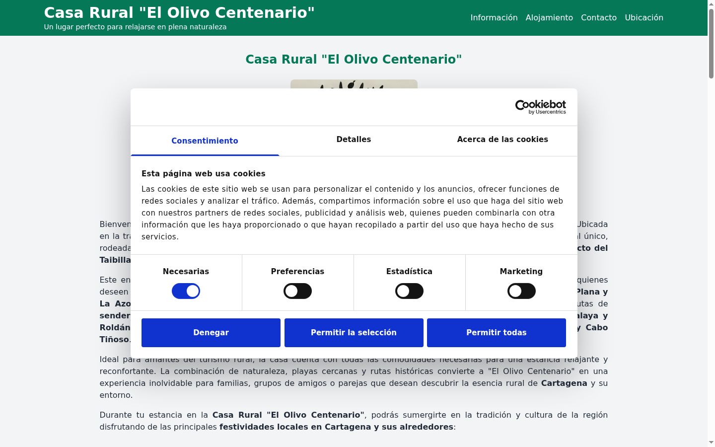 Screenshot of the consent banner shown before any interaction