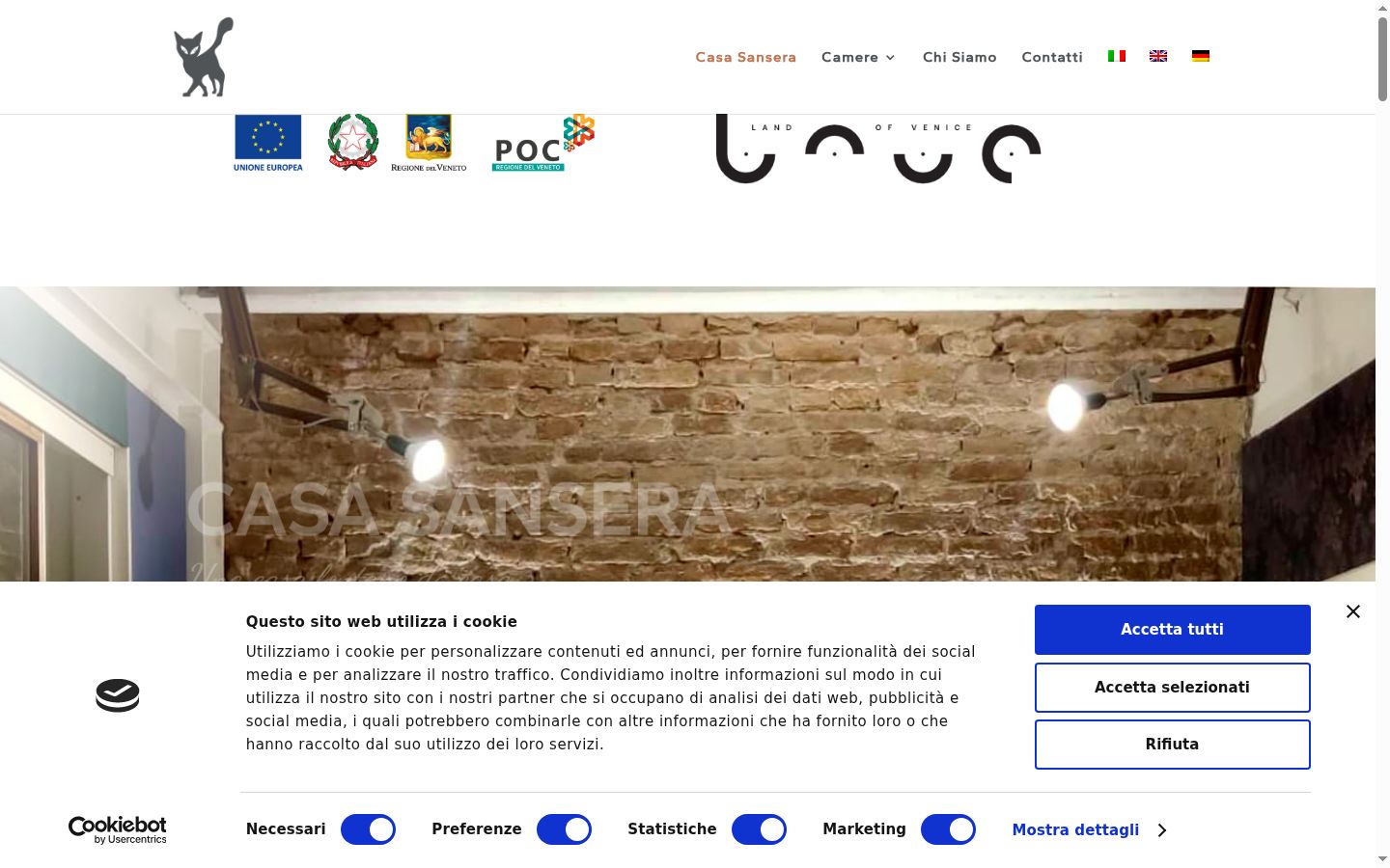 Screenshot del banner di consenso mostrato prima di qualsiasi interazione