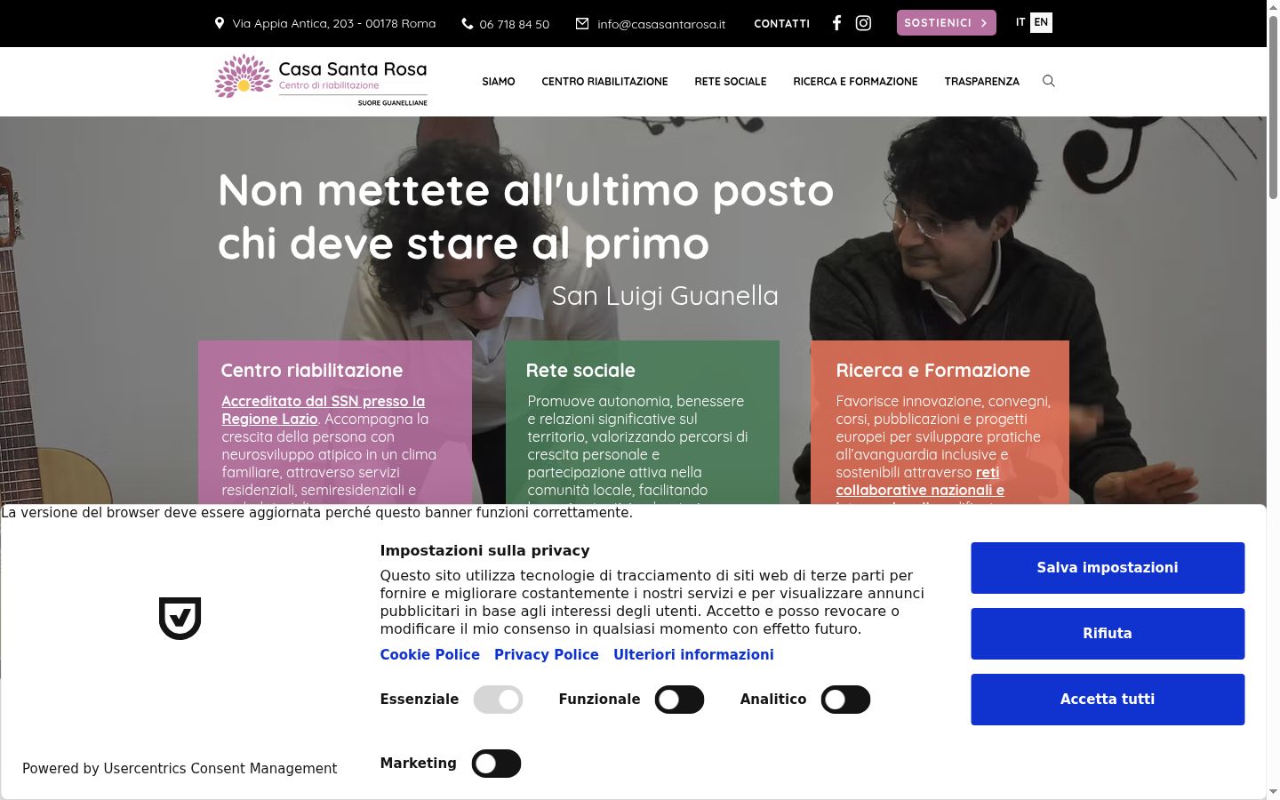 Captura de ecrã do banner de consentimento apresentado antes de qualquer interação