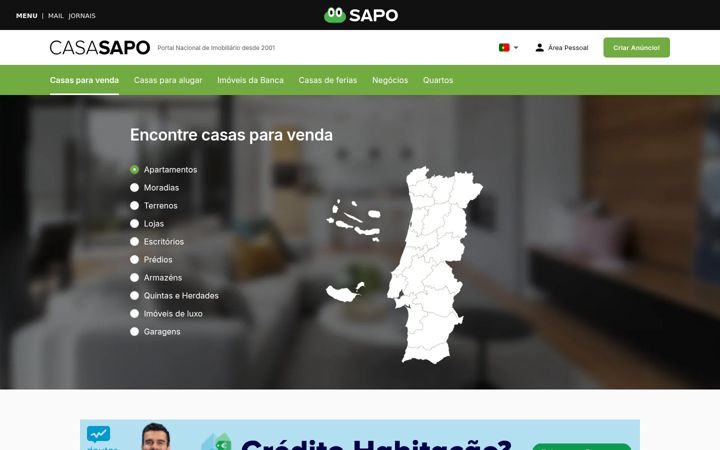 Screenshot of casasapo.pt