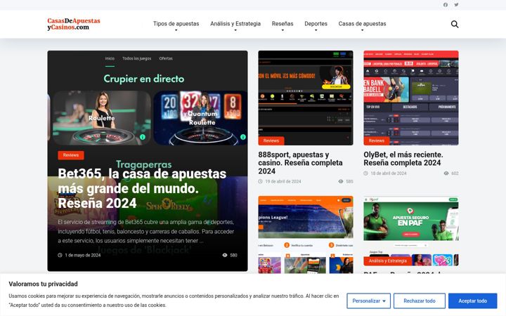 Screenshot of casasdeapuestasycasinos.com