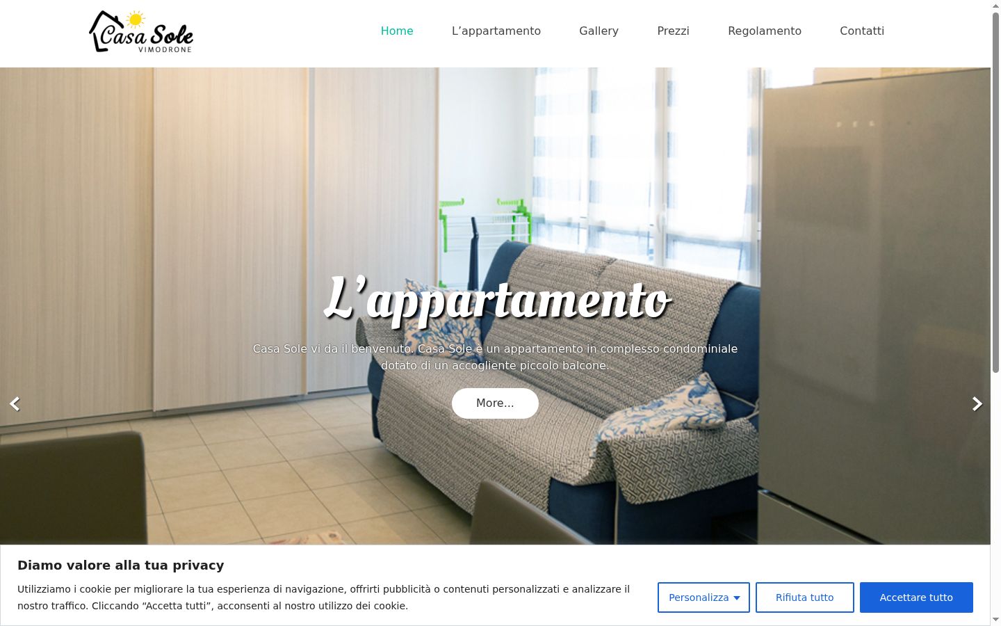 Screenshot del banner di consenso mostrato prima di qualsiasi interazione