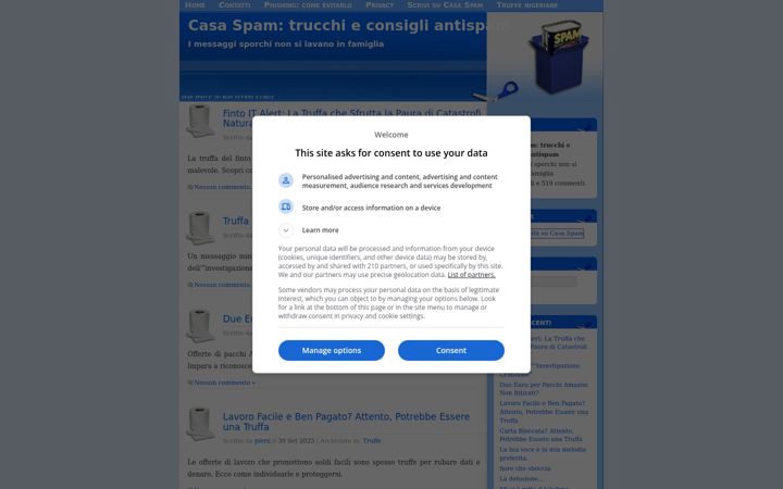 Ekrano kopija casaspam.it