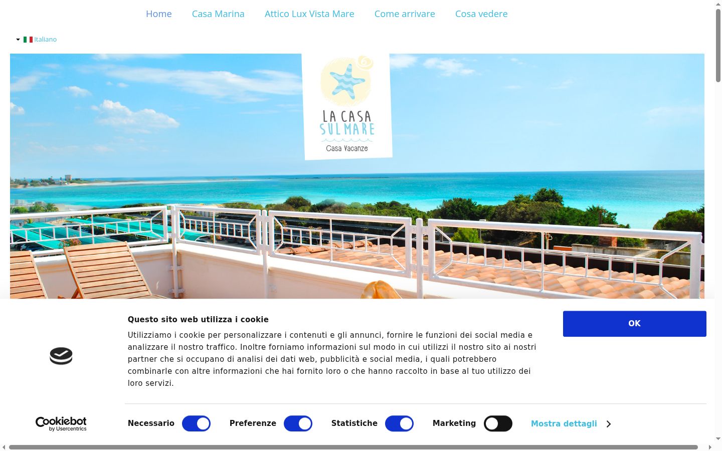 Screenshot del banner di consenso mostrato prima di qualsiasi interazione