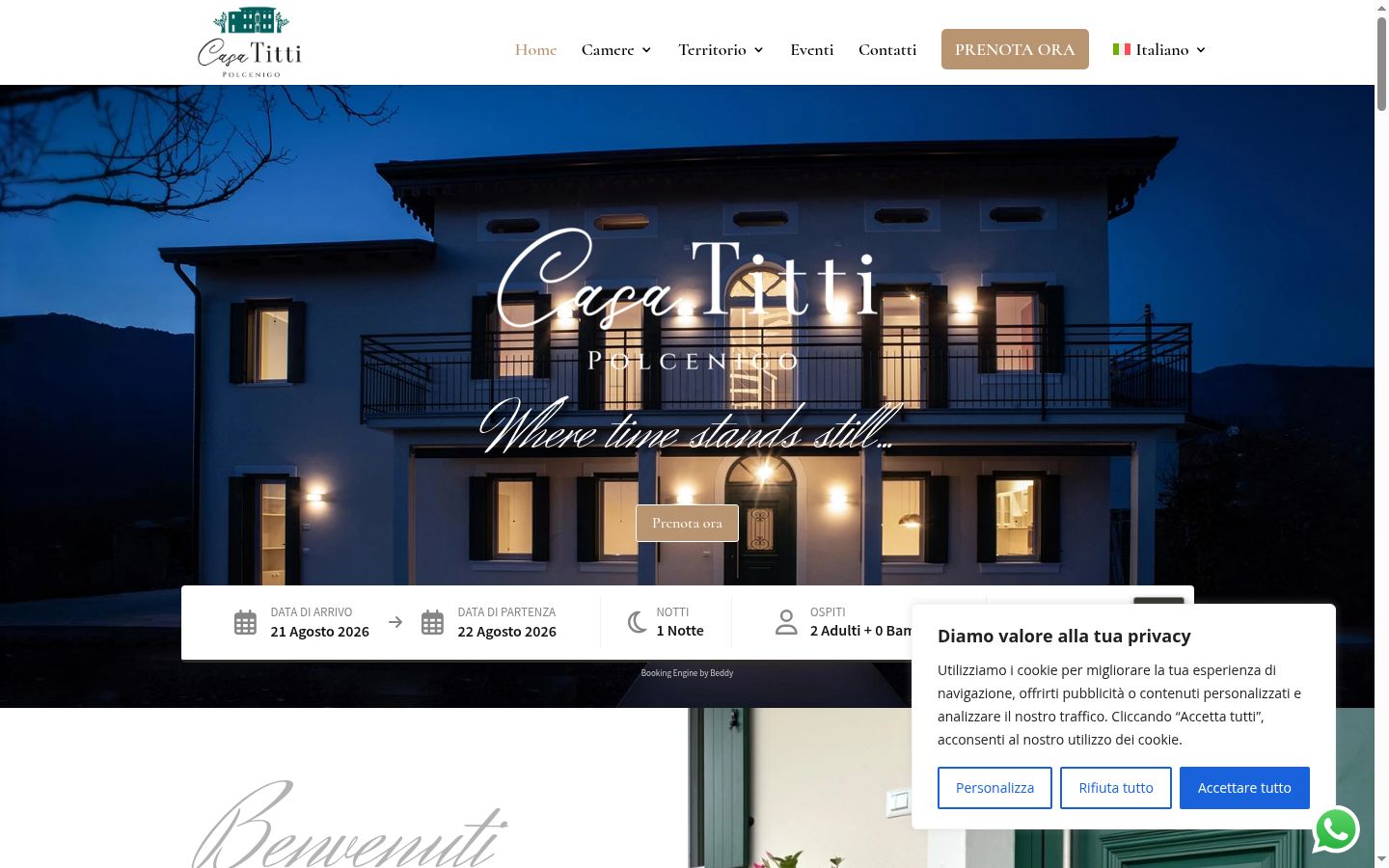 Screenshot del banner di consenso mostrato prima di qualsiasi interazione
