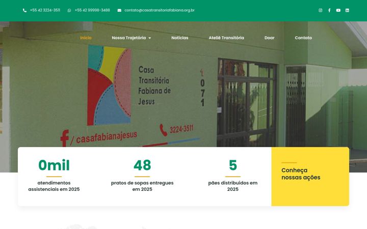 Ekrānuzņēmums no casatransitoriafabiana.org.br