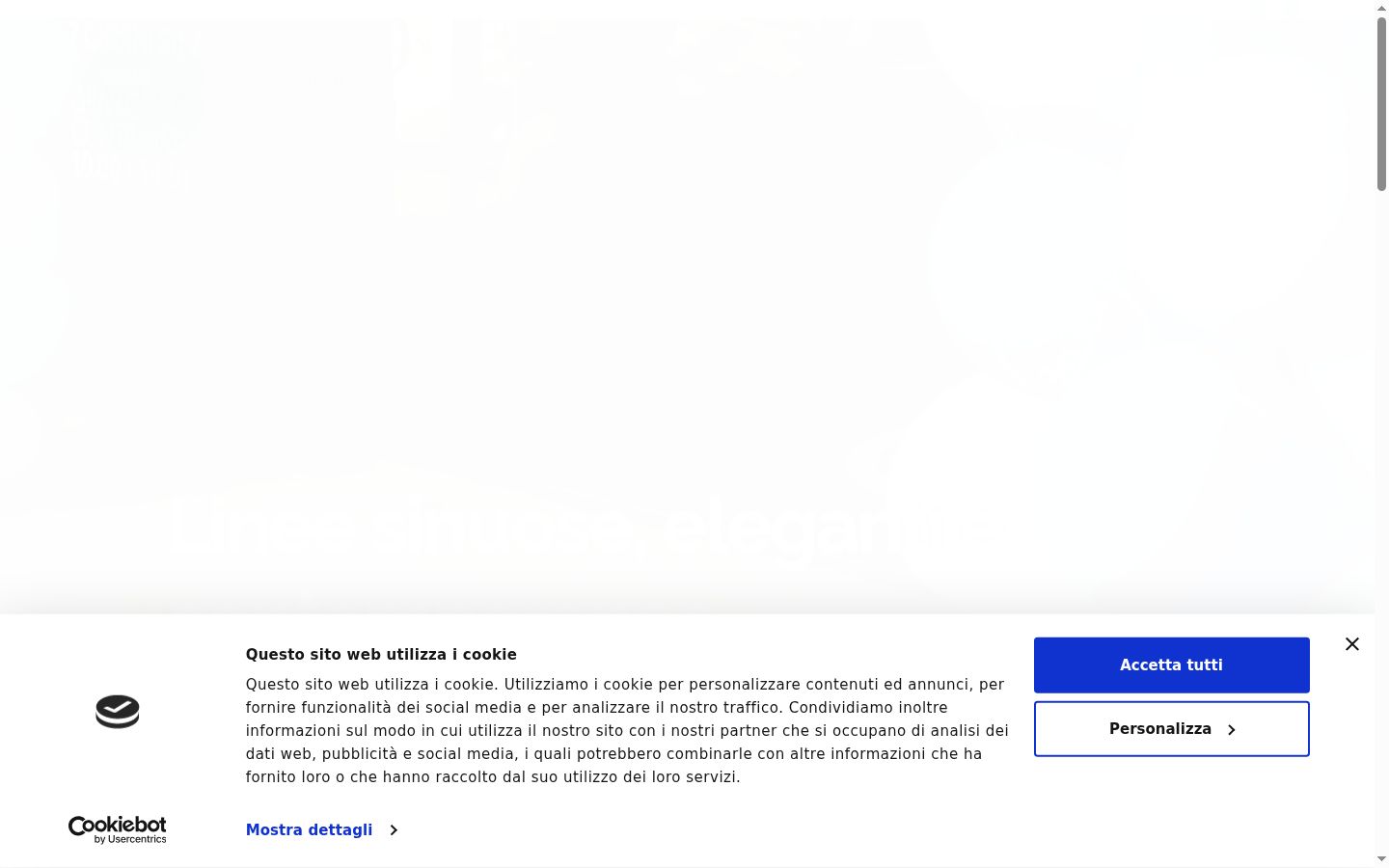 Screenshot del banner di consenso mostrato prima di qualsiasi interazione