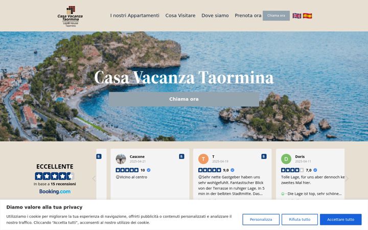 Screenshot of casavacanzataormina.com