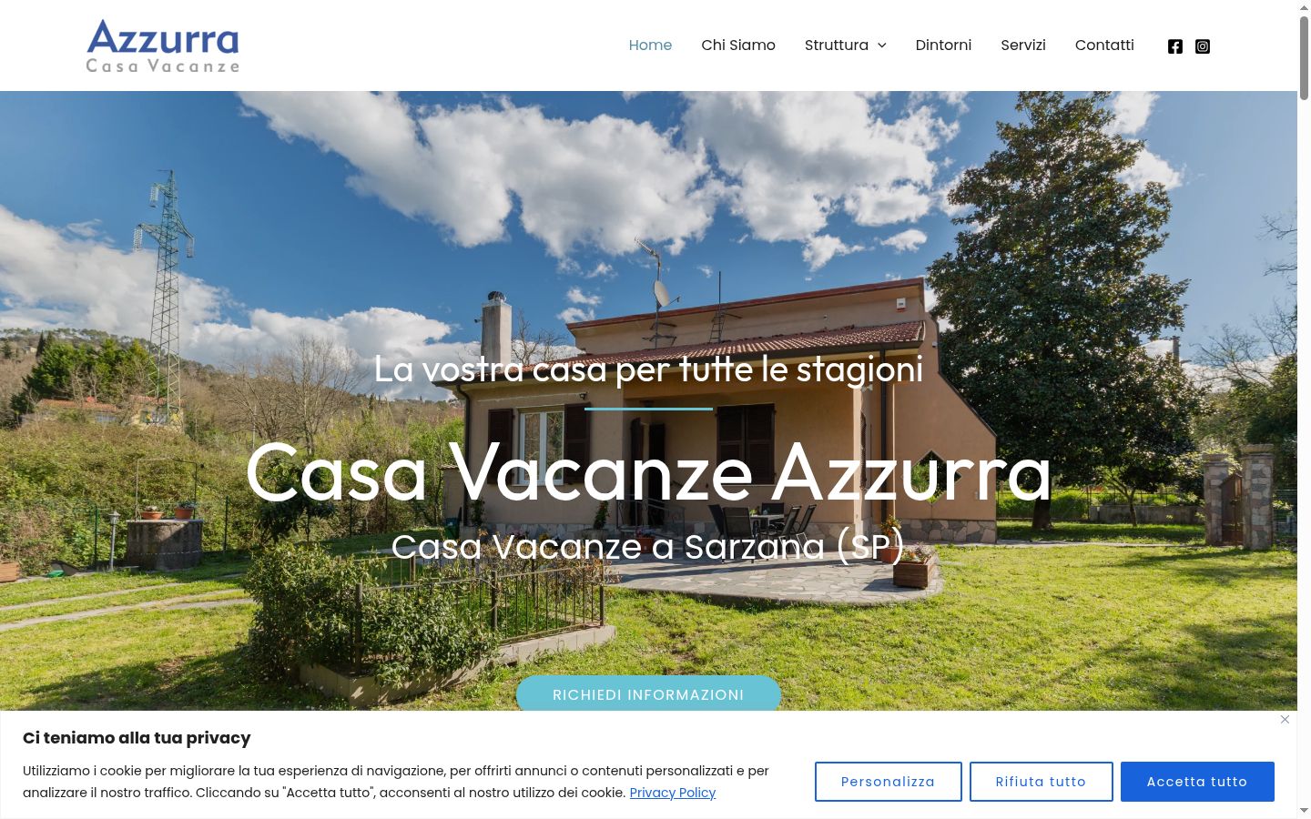 Screenshot del banner di consenso mostrato prima di qualsiasi interazione