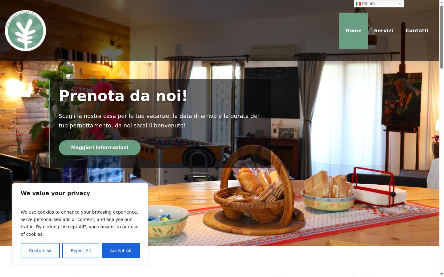 Screenshot del banner di consenso mostrato prima di qualsiasi interazione