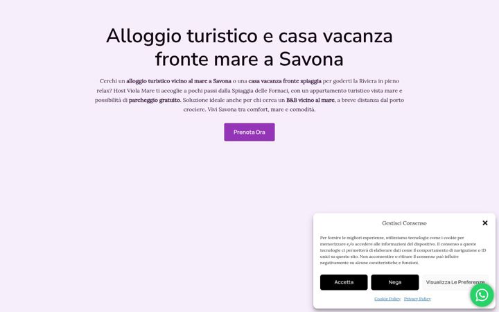 Screenshot of casavacanzeviolamare.com