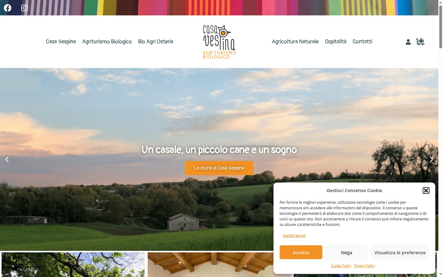 Screenshot del banner di consenso mostrato prima di qualsiasi interazione