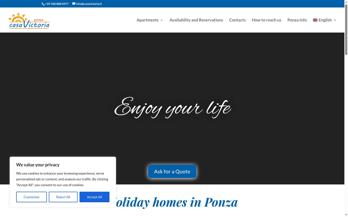 Screenshot del banner di consenso mostrato prima di qualsiasi interazione