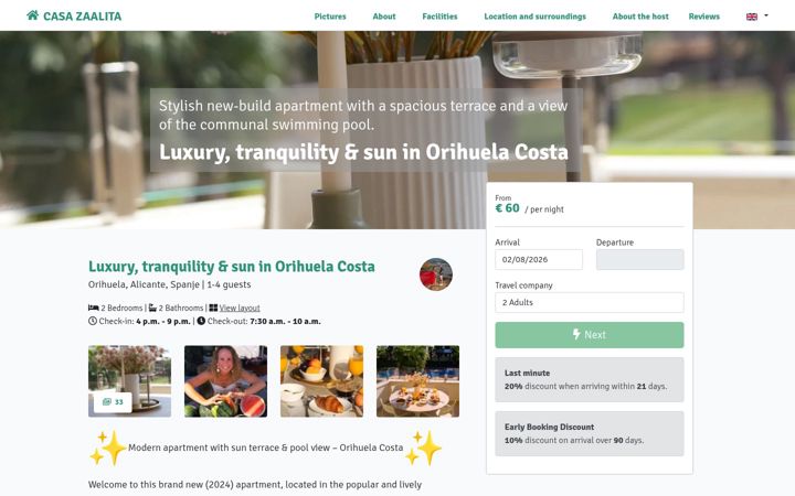 Screenshot of casazaalita.nl