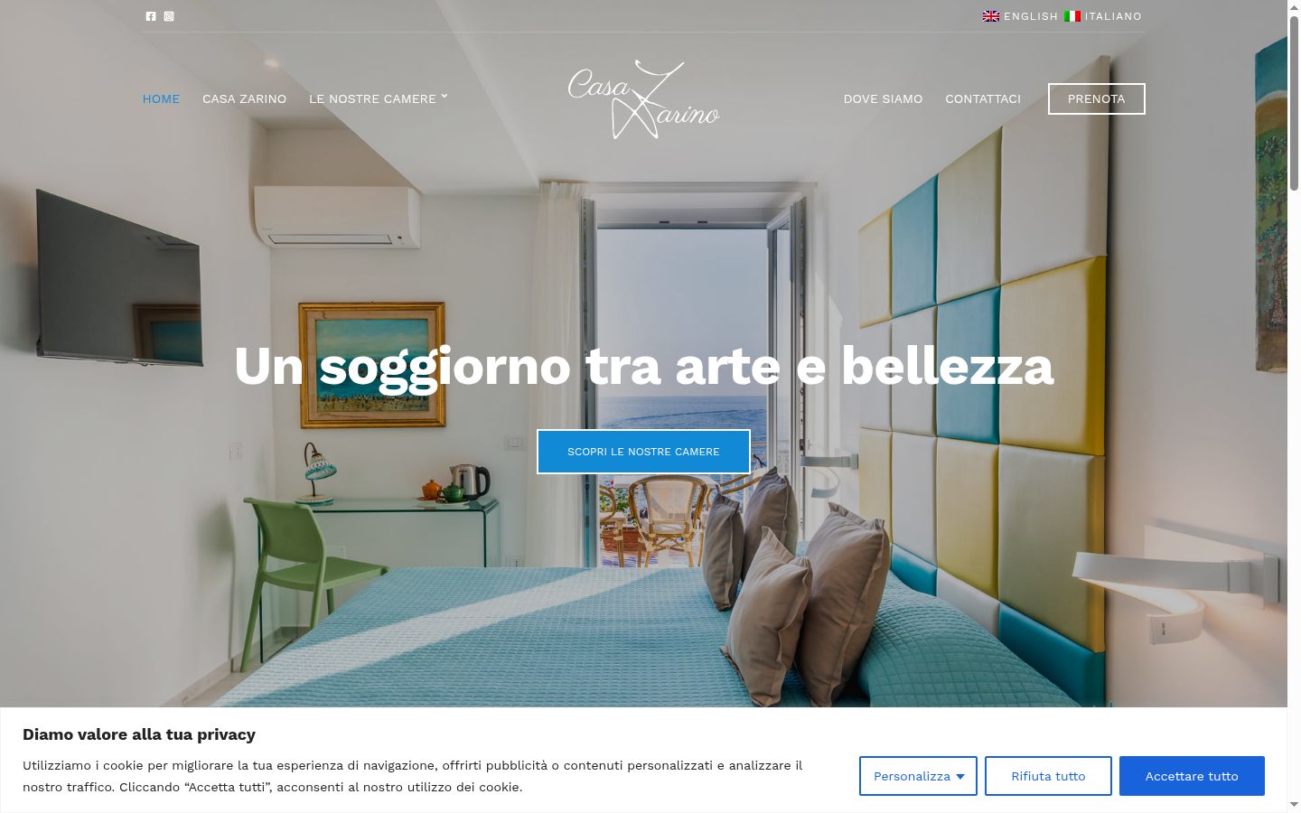 Screenshot del banner di consenso mostrato prima di qualsiasi interazione