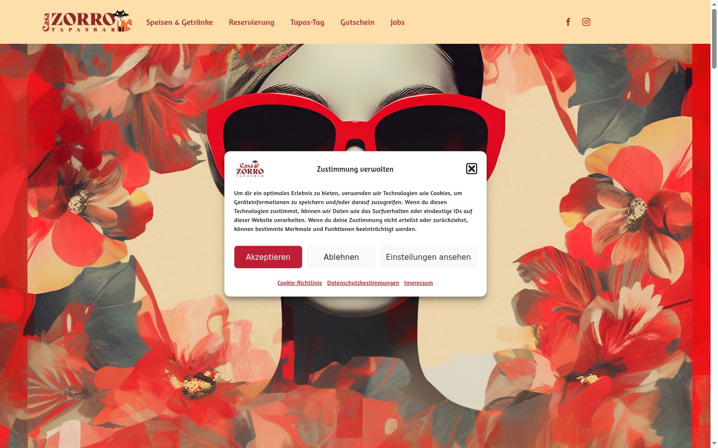 Screenshot van de toestemmingsbanner zoals getoond vóór enige interactie
