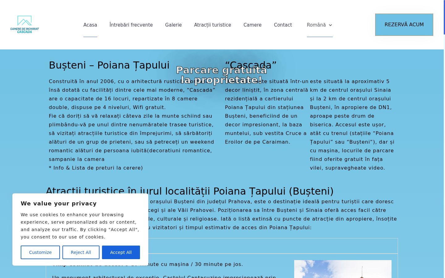 Captura de ecrã do banner de consentimento apresentado antes de qualquer interação