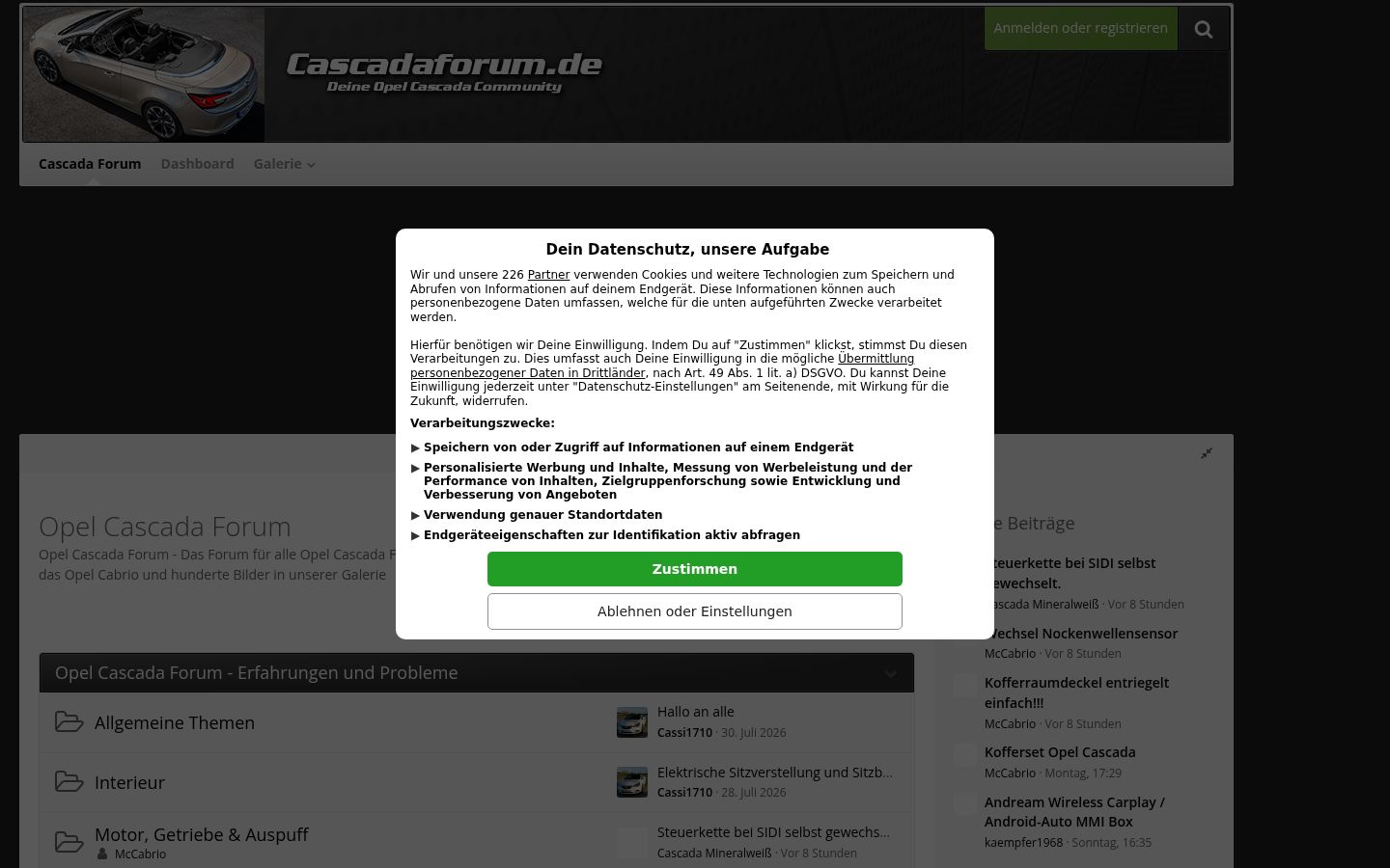 Screenshot of the consent banner shown before any interaction