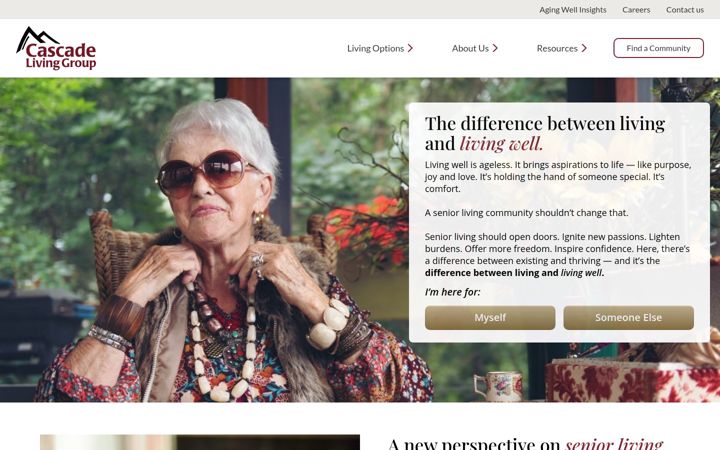 Screenshot of cascadeliving.com
