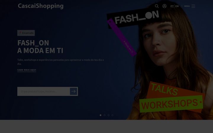 Kuvakaappaus sivustosta cascaishopping.pt