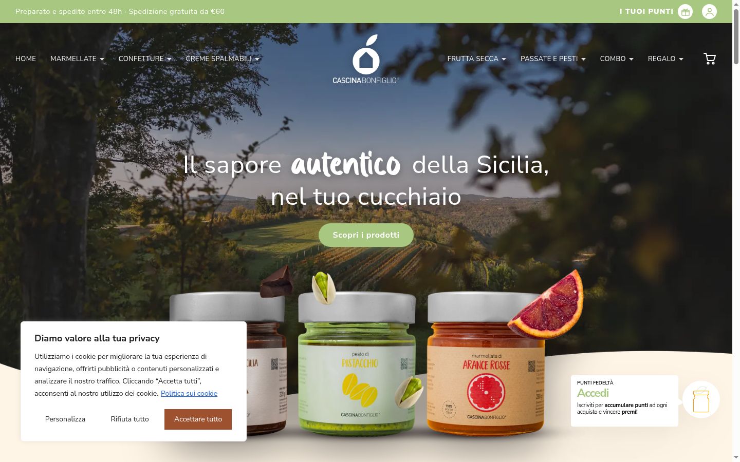 Screenshot del banner di consenso mostrato prima di qualsiasi interazione