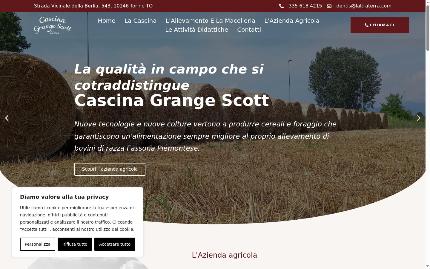 Screenshot del banner di consenso mostrato prima di qualsiasi interazione