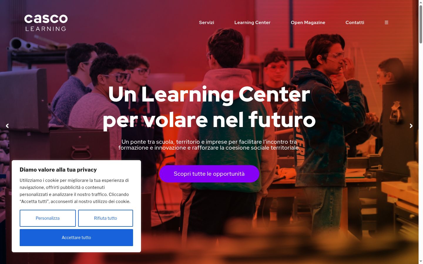 Screenshot del banner di consenso mostrato prima di qualsiasi interazione