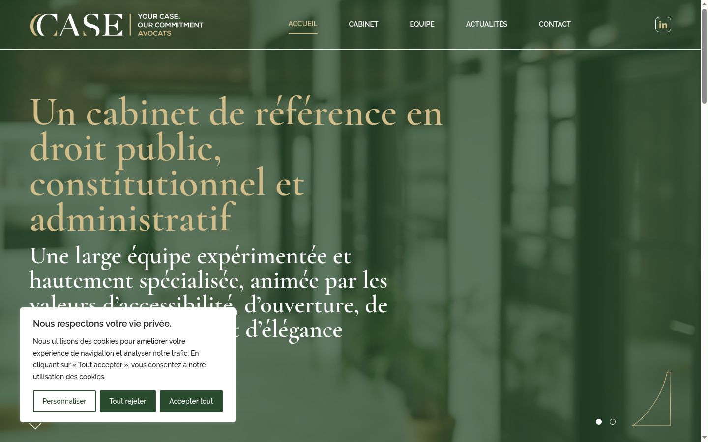 Capture d'écran de la bannière de consentement affichée avant toute interaction