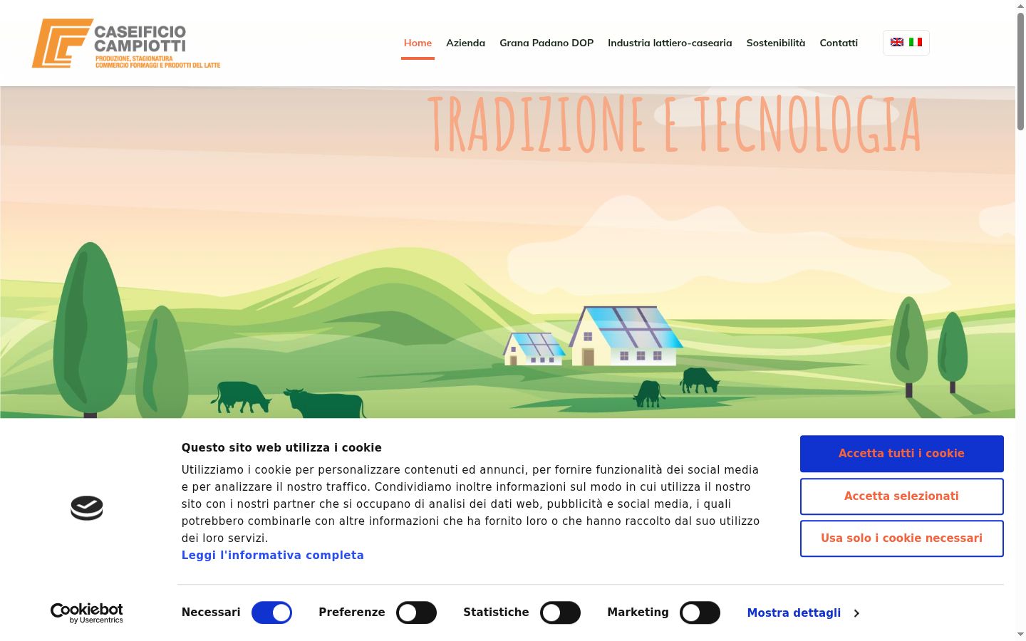 Screenshot del banner di consenso mostrato prima di qualsiasi interazione