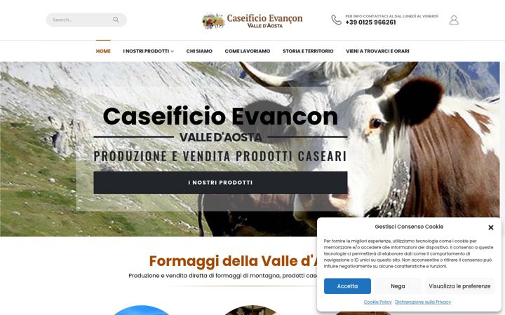 Screenshot di caseificioevancon.it