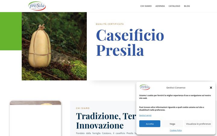 Screenshot of caseificiopresila.com