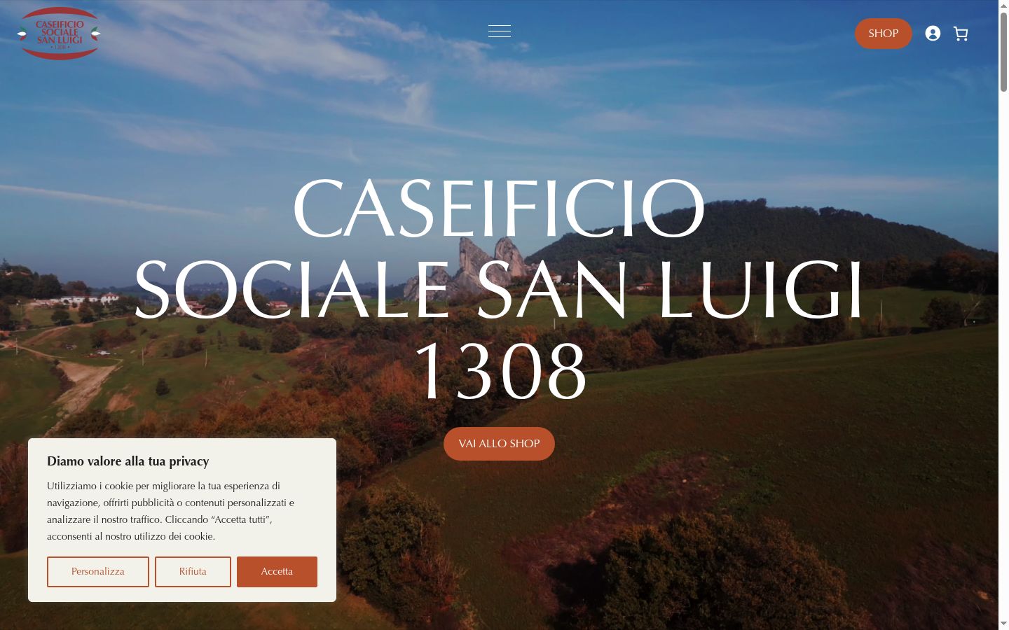 Screenshot del banner di consenso mostrato prima di qualsiasi interazione
