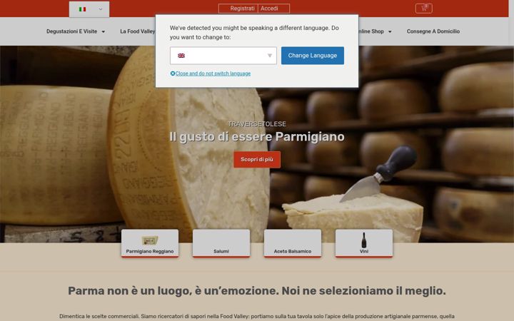 Screenshot of caseificiotraversetolese.it
