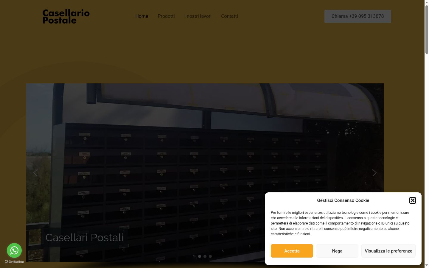 Screenshot del banner di consenso mostrato prima di qualsiasi interazione