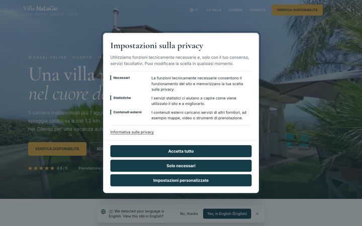 Screenshot of casenelcilento.it