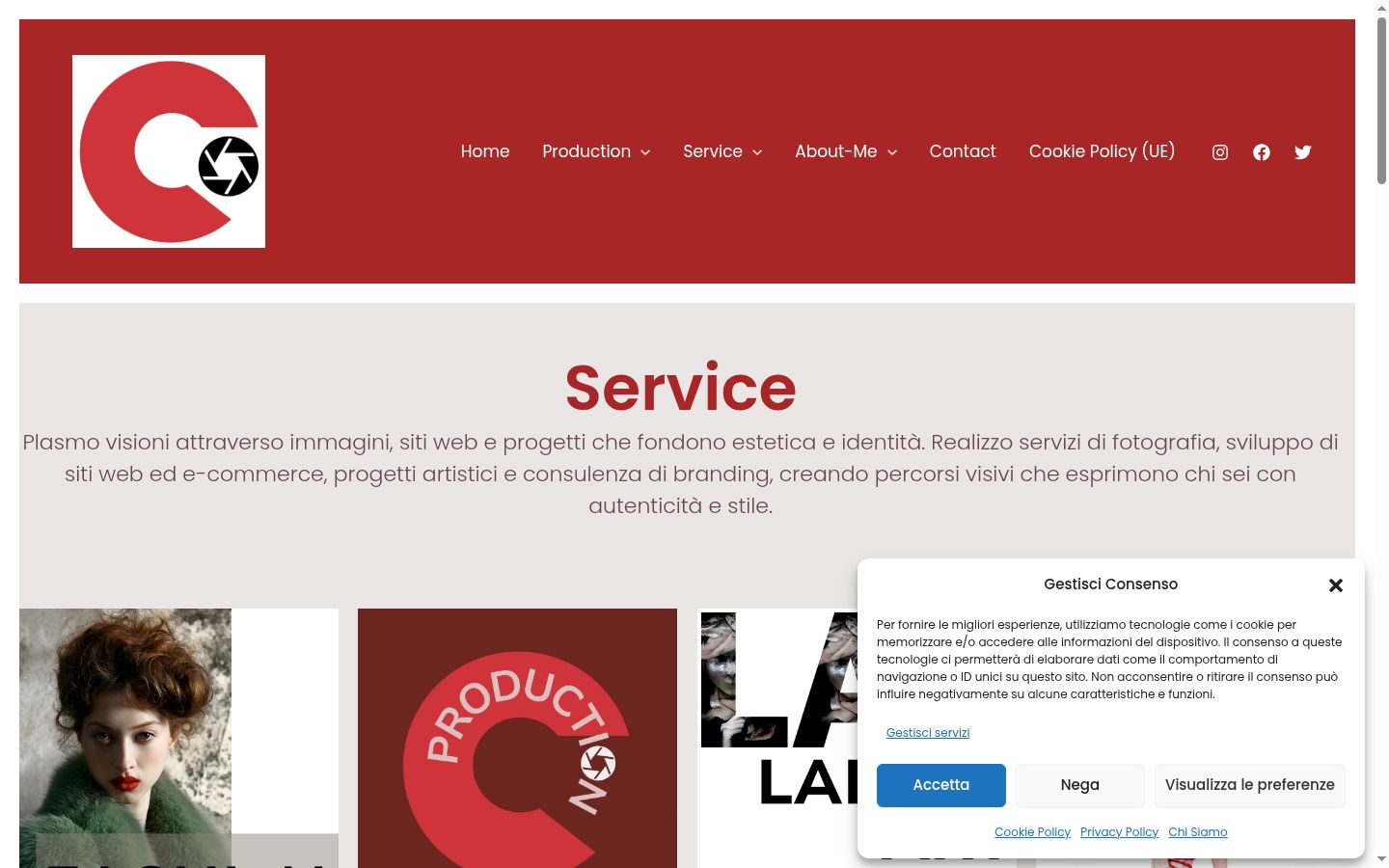 Screenshot del banner di consenso mostrato prima di qualsiasi interazione