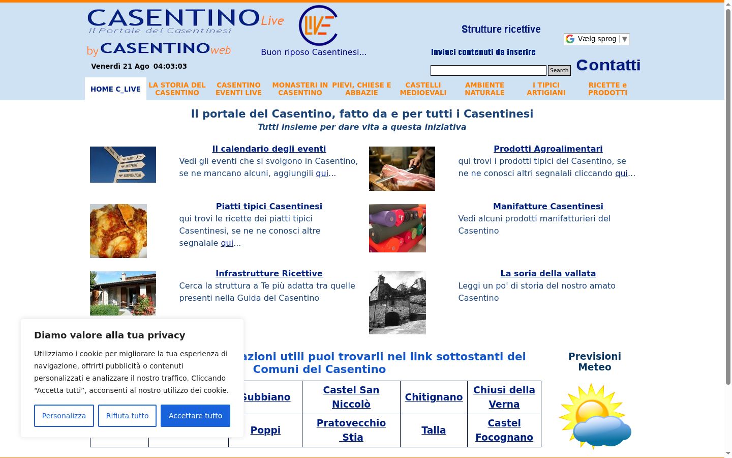 Screenshot del banner di consenso mostrato prima di qualsiasi interazione