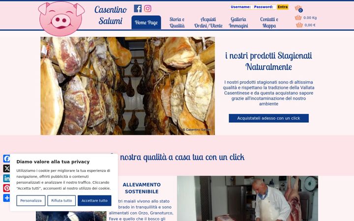 Screenshot of casentinosalumi.it
