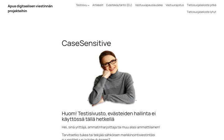 Screenshot of casesensitive.fi