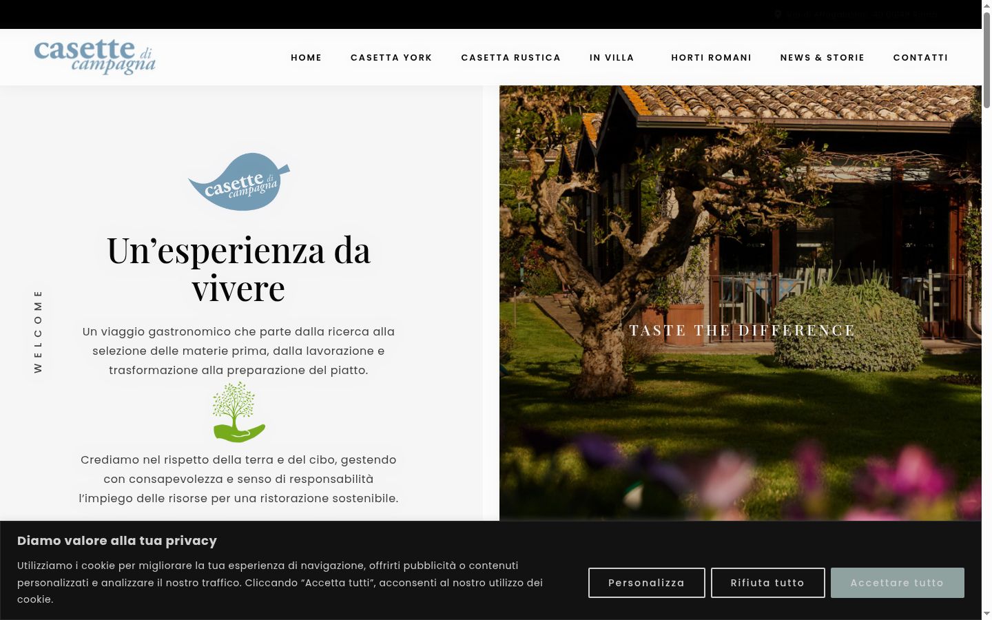 Screenshot del banner di consenso mostrato prima di qualsiasi interazione