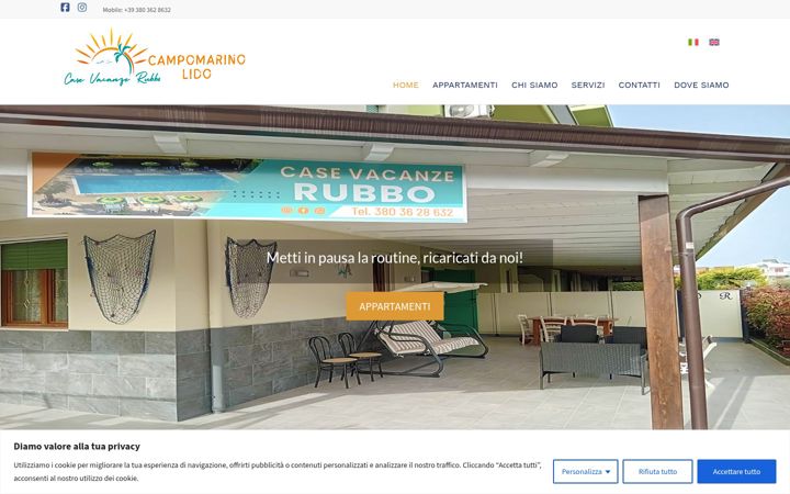 Screenshot of casevacanzerubbo.it