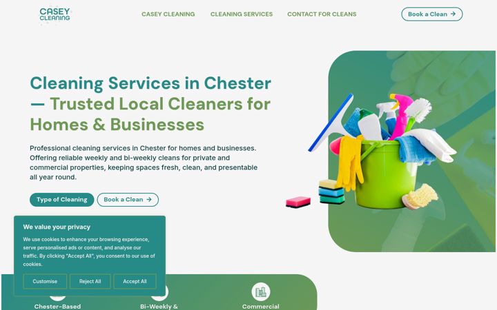 Screenshot of casey-cleaning.co.uk