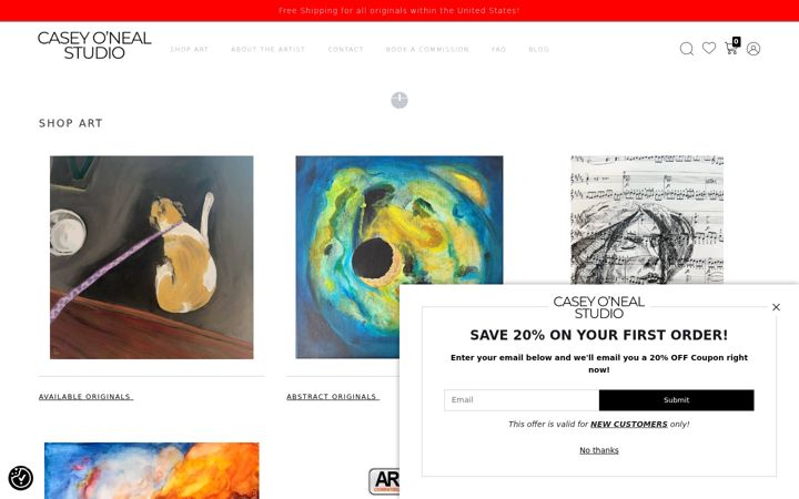 Screenshot of caseyonealstudio.com
