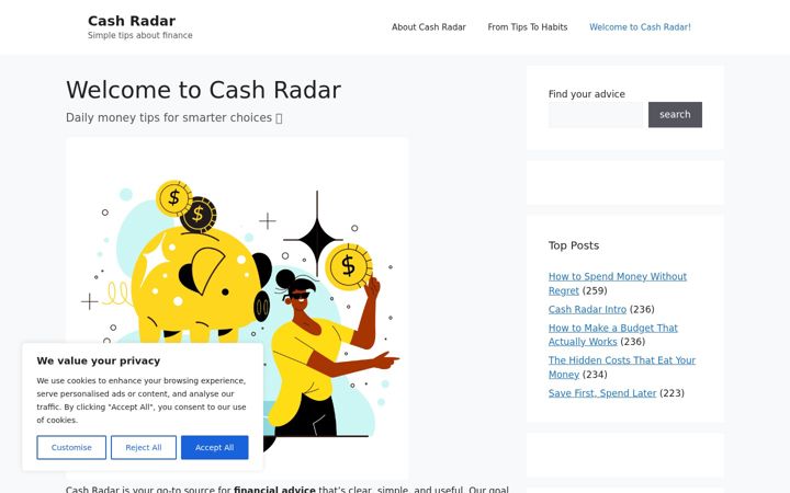 Screenshot of cash-radar.com