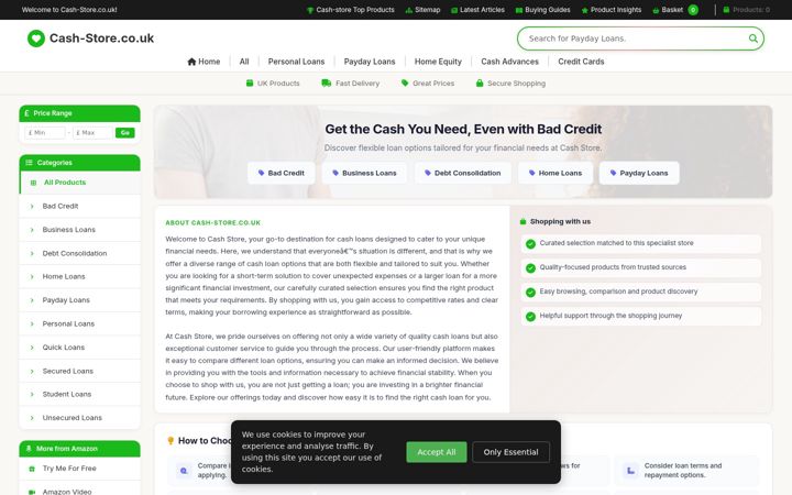 Screenshot of cash-store.co.uk