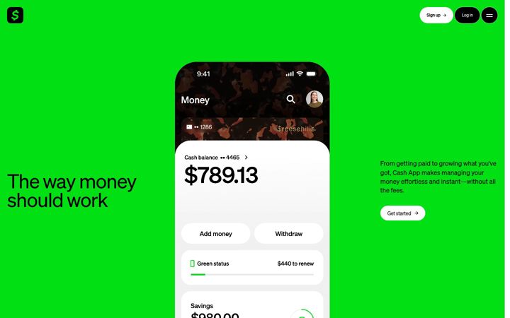 Snímek obrazovky cash.app