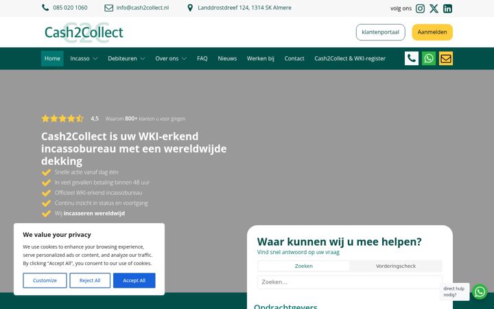 Screenshot of cash2collect.nl