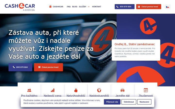 Screenshot of cash4car.cz
