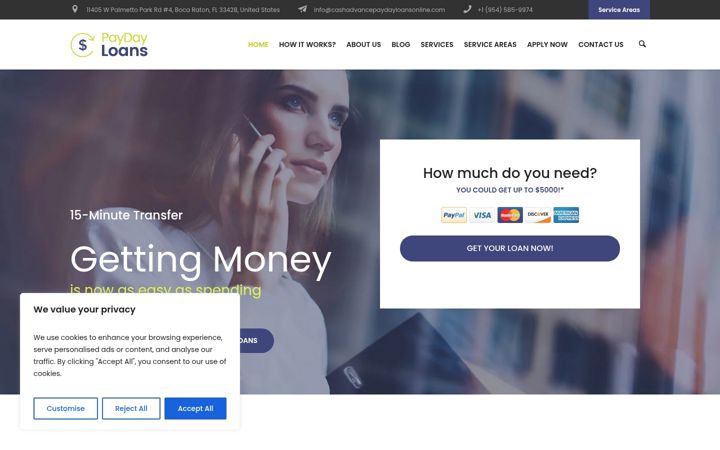 Screenshot of cashadvancepaydayloansonline.com